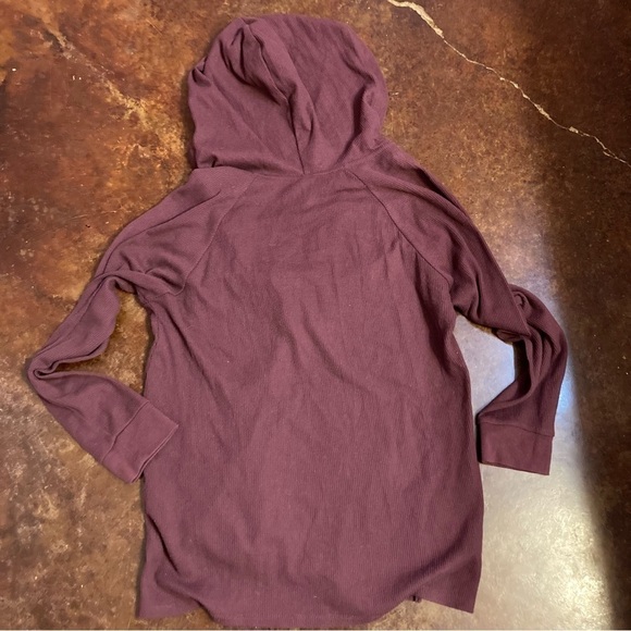 Ladies Z Supply Lace Up Waffle Pullover Hoodie - Picture 4 of 4